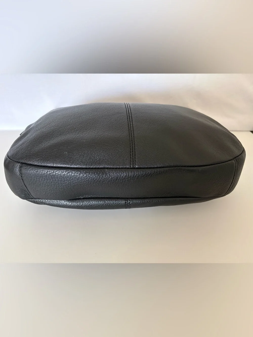 Calvin Klein Black Leather Hobo with Gold Accents